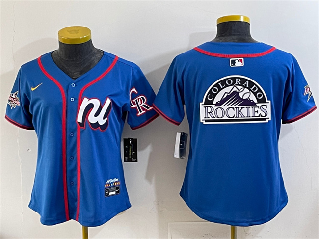 Youth Blue National League Colorado Rockies Team Big Logo 2025 All-Star Edition Limited Stitched Baseball Jersey